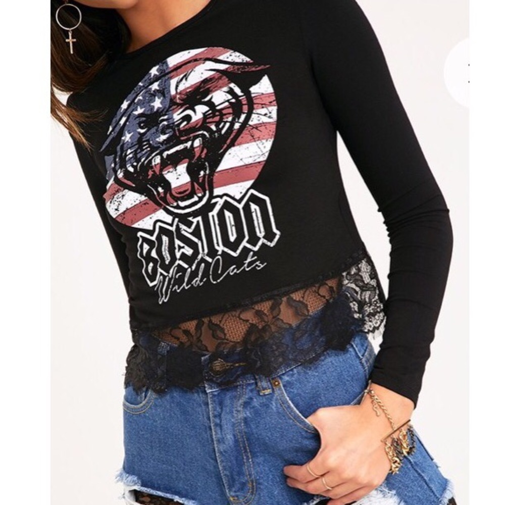 PrettyLittleThing Boston Lace Trim Crop